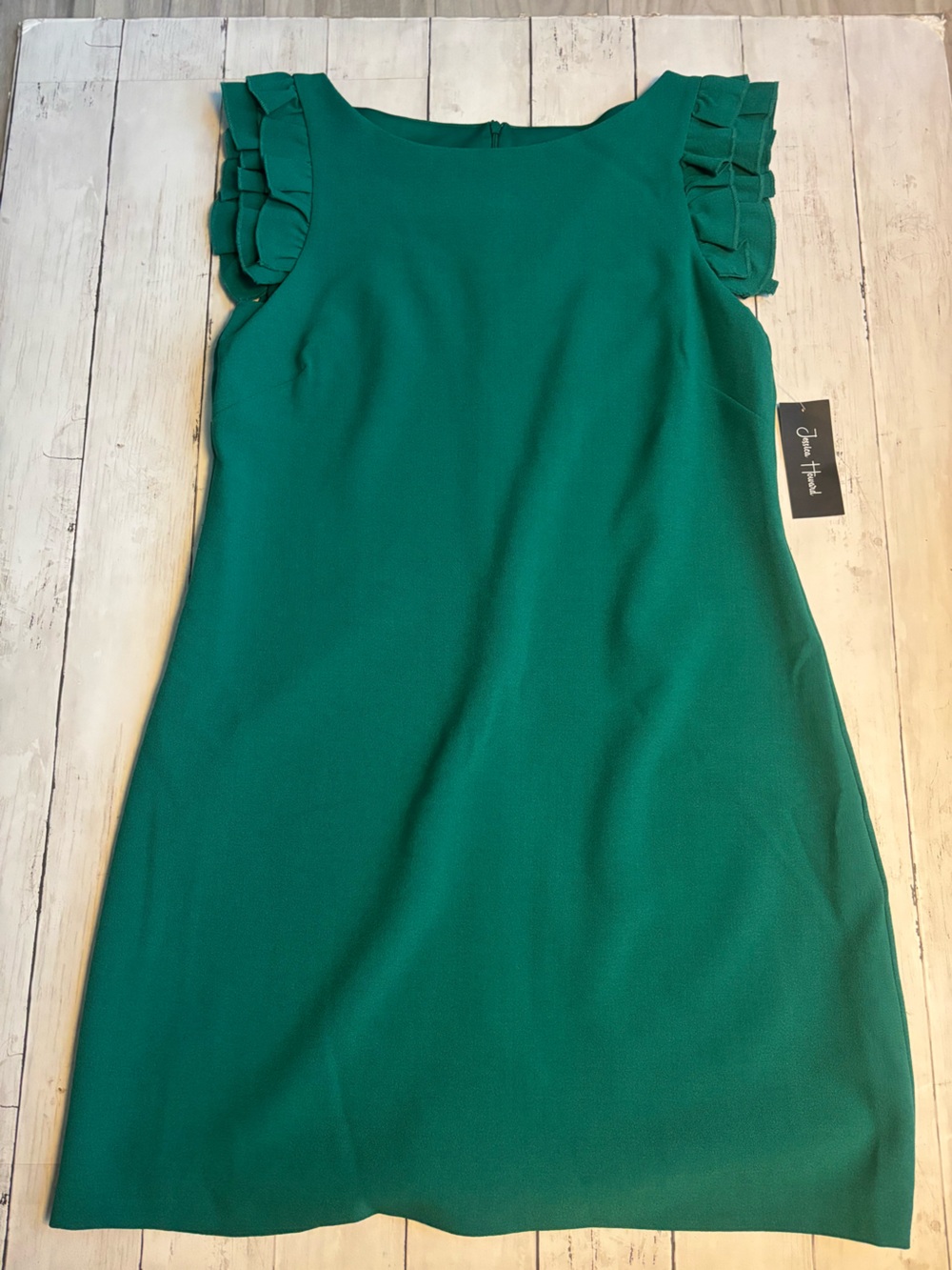 Jessica Howard Teal-Green Ruffle Sleeve Midi Dress
